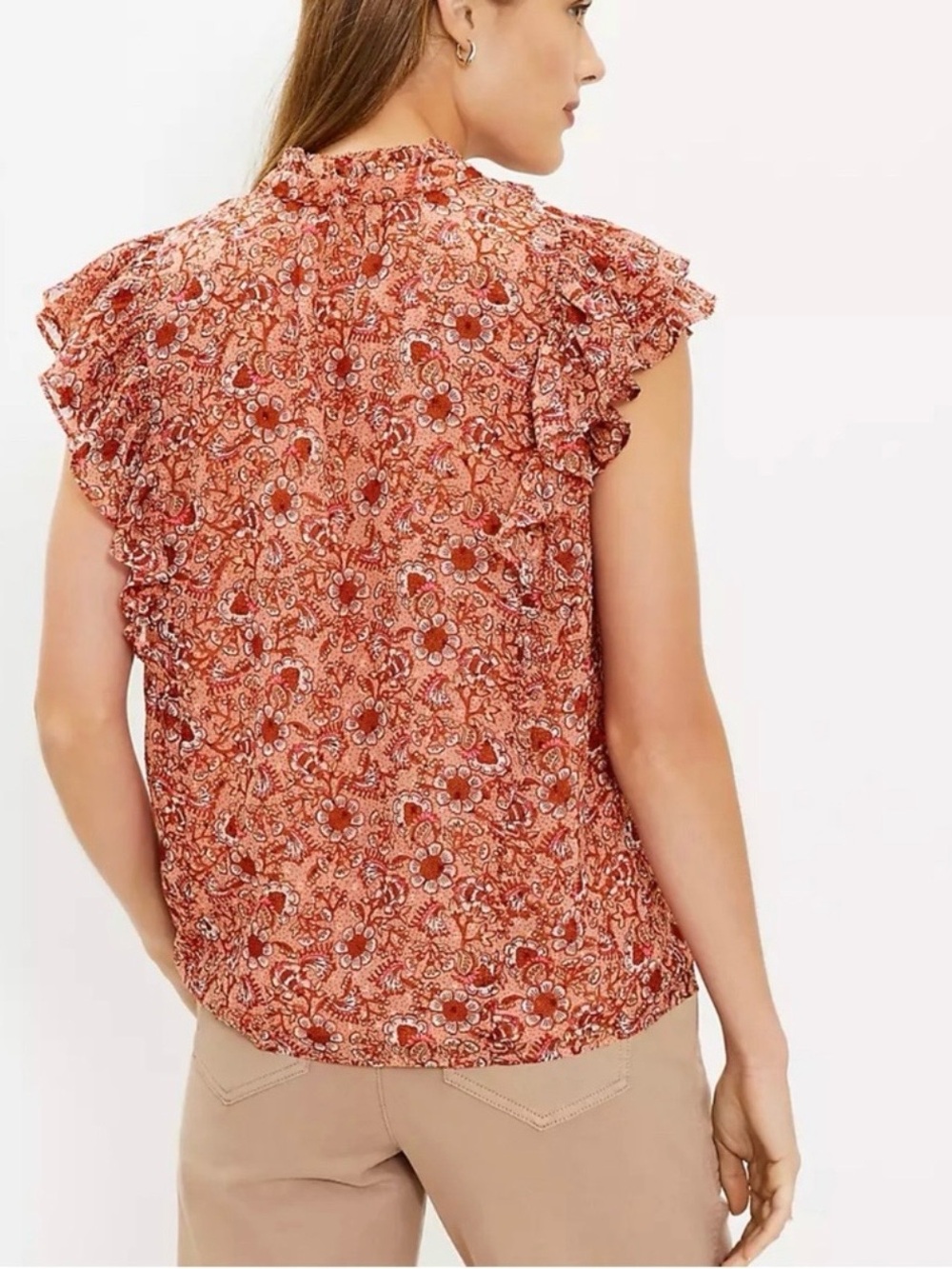 LOFT Floral Clip Ruffle Top - Picture 5 of 5